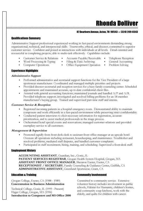 functional resume example. Contributed by Distinctive Documents 