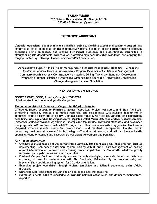 Sample resume for administrative support