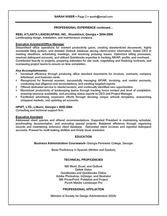 Executive Assistant Resume Example Sample Executive Assistant Resume Example Sample