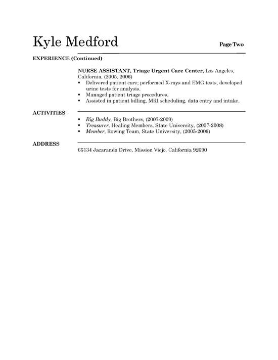 Resume for a student medical assistant