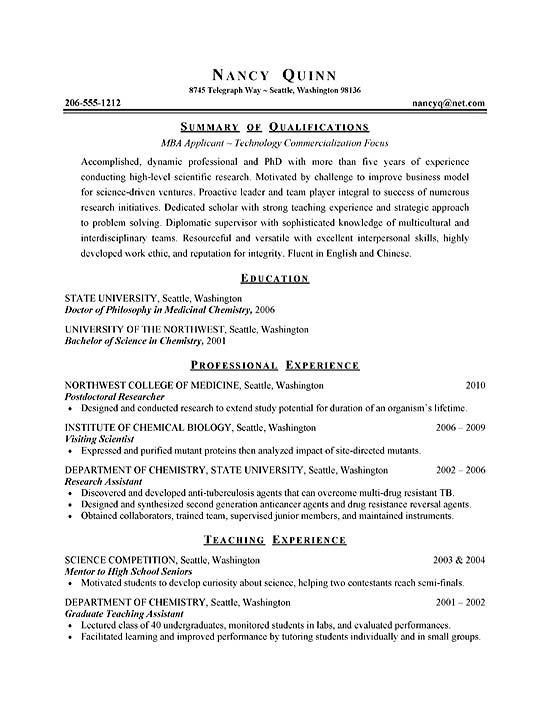 example resume  resume templates phd