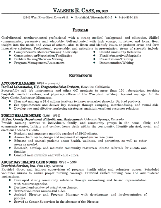Sample resume for healthcare worker