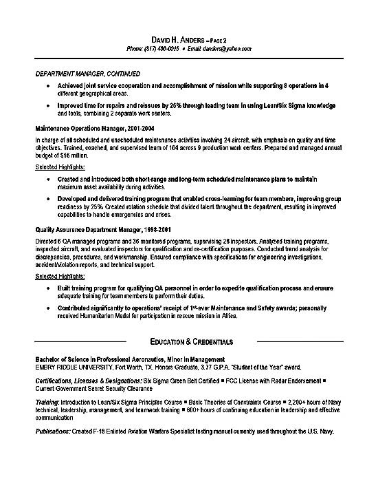 Resume format military