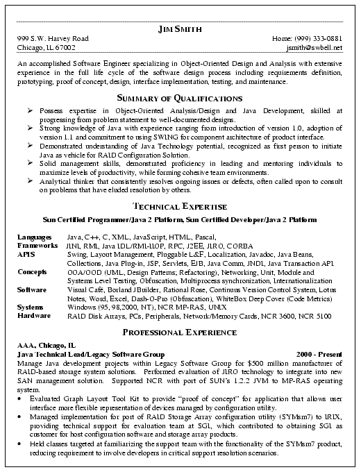 Resume sample for engineers