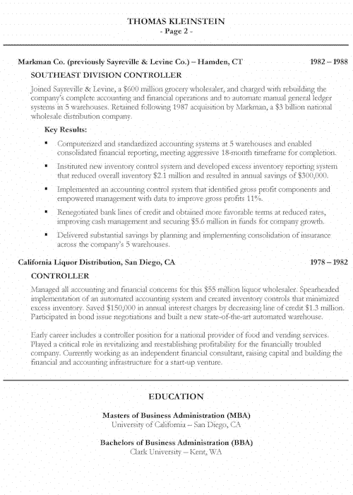 Administrative chief officer resume