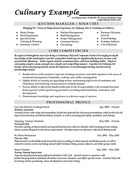 Resume of a cook