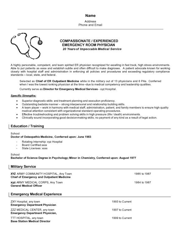 physician resume example