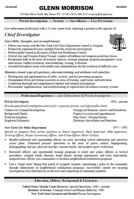 Resume examples security officer