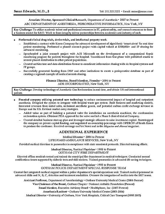 clinical research resume example