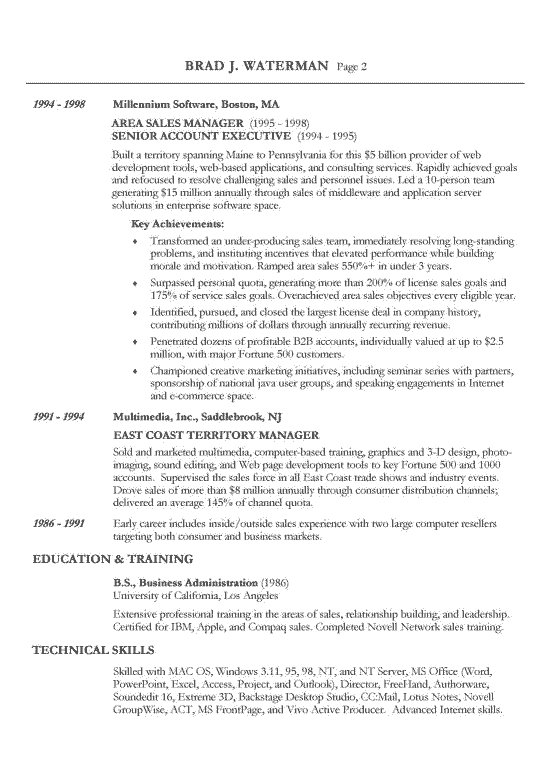 examples of cv. sales manager resume example
