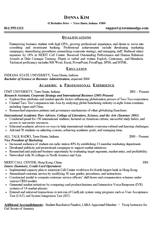 gallery for college student resume examples