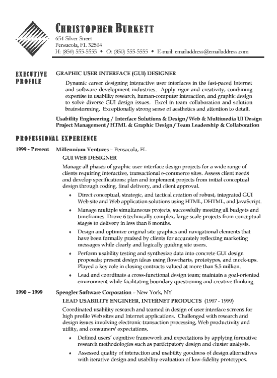 Technical experience resume sample