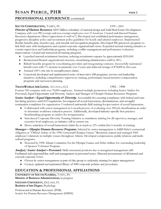 Human Resources Resume Example â€“ Page 2