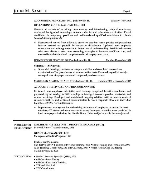 Resume Fitness Industry Health Fitness Trainer Resume Example