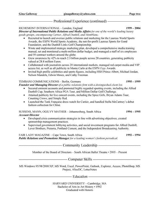 Sample resume qualifications brief template