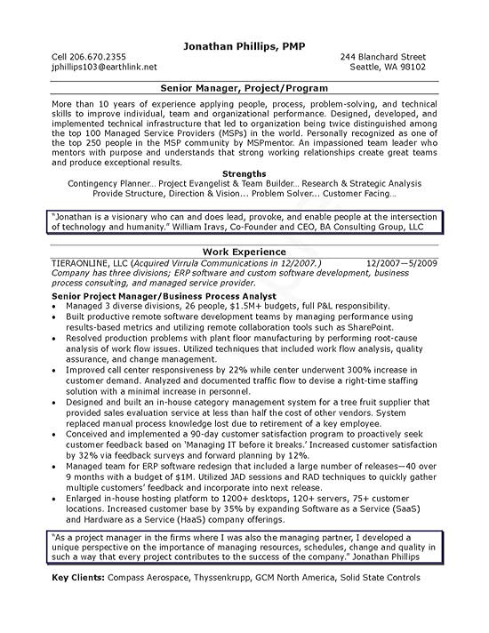 Project management resume highlights