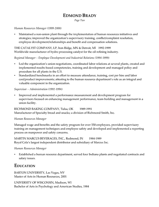 Examples Of A Hr Resume HR Executive Resume Example - Sample