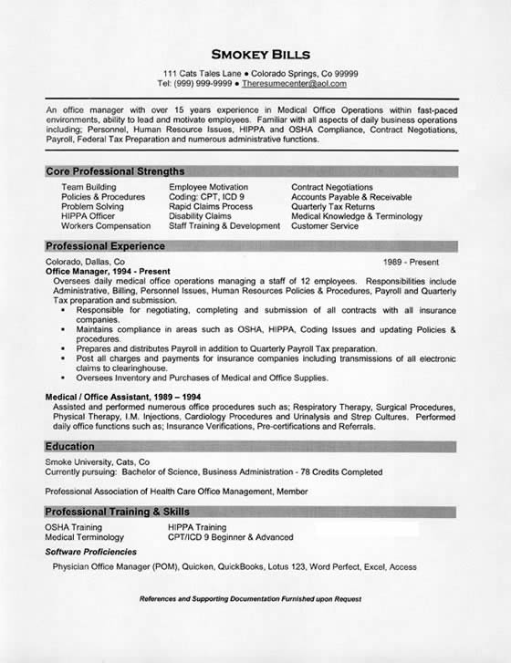 Doctor office manager resume