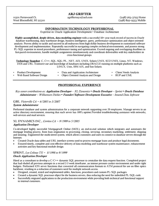 Application support resume format
