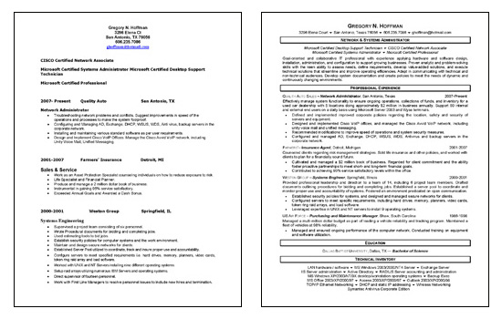 Hardware And Networking Resume Format Pdf