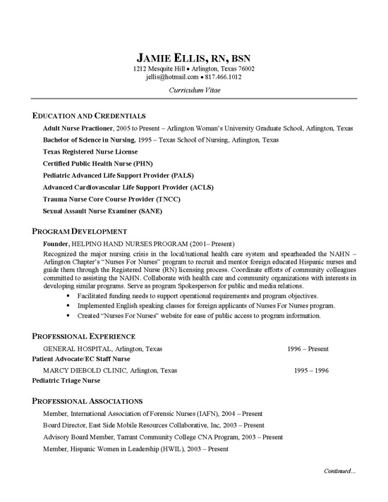 Download CV Example Presenter - Author - RN - Full 3 Page PDF