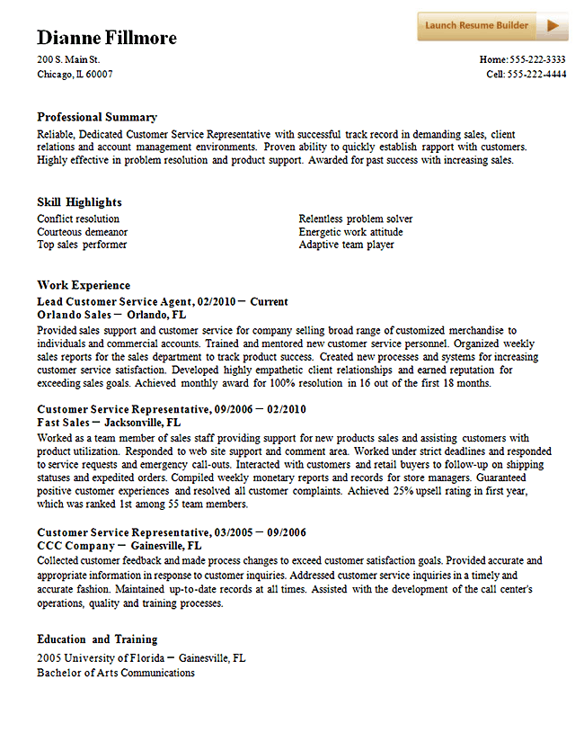 customer service resume template resume and cover letter