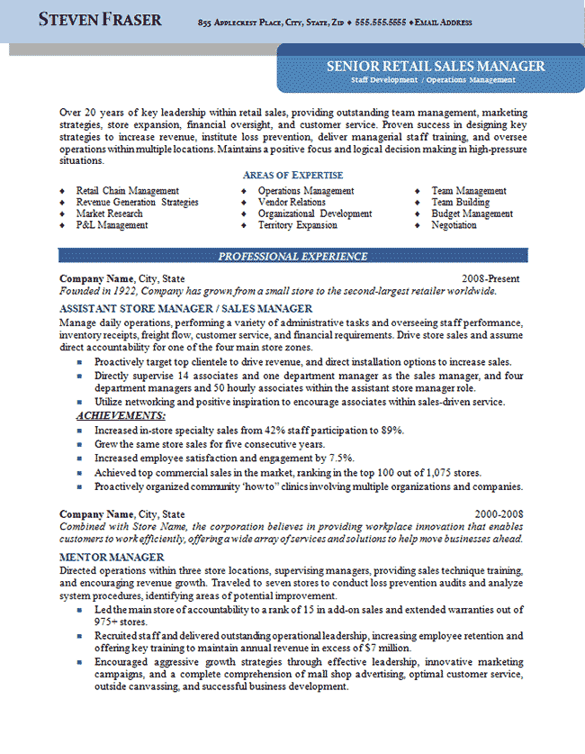 Resume boutique manager