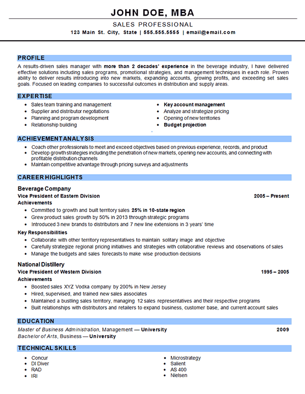 Outside sales resume examples