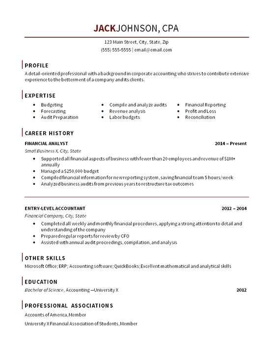 Office accounting resume example