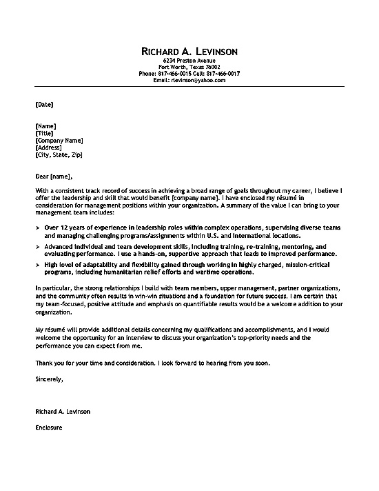 example of military cover letter