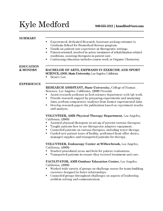research assistant resume example