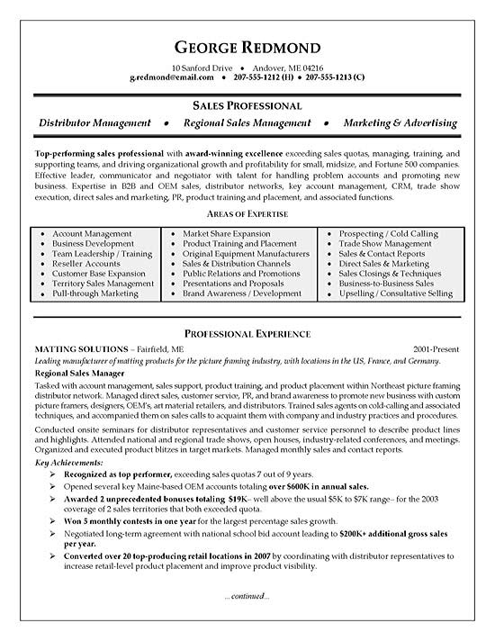 District Sales Manager Resume Examples | JobHero