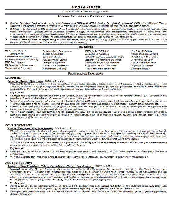 Human Resources Director Resume Example
